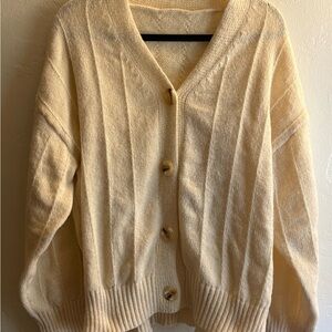 Classic Cream Button-Front Women's Cardigan Sweater